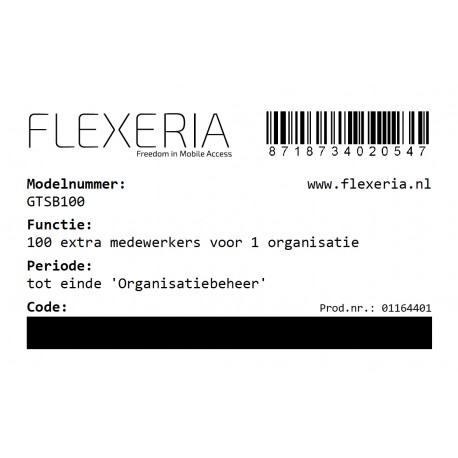 Prepaid code voor 100 extra medewerkers Prepaid code voor 100 extra medewerkers