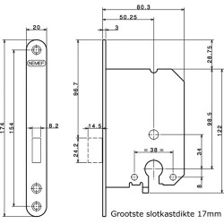 NEMEF KASTSLOT 1258/2U-50MM PC