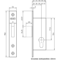 NEMEF KASTSLOT 9641/07T-25MM PC KL KAST