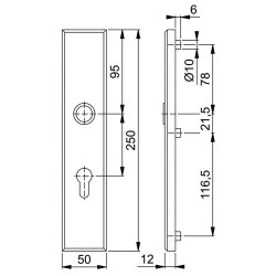 HOPPE LANGSCHILD 2235 250X50 PC55 F1 SKG***