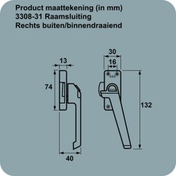 AXA RAAMSL 3308-31 DRUKKNOP M NOK WIT RS