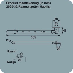 AXA UITZ HABILIS 2635 30CM OH RVS+ZWART