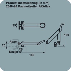 AXAFLEX 2640-20 18CM RVS/ZWART HOUT