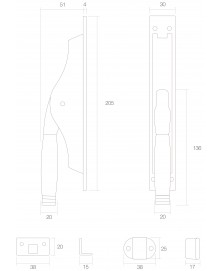 Deurespagnolet Ton 222 messing gelakt/ebbenhout