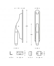 Deurespagnolet Ton 400 chroom mat/ebbenhout