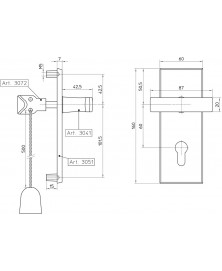 Nemef set kruk+schild 3023-60 garagedeur