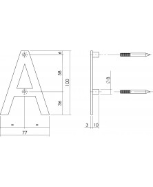 Huisletter A 100 mm rvs geborsteld