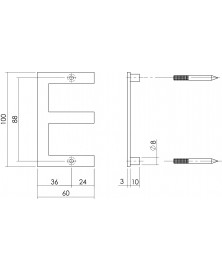 Huisletter E rvs geborsteld 100 mm