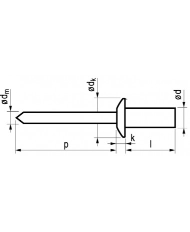 Popnagel Alu/Stl 1201 Dicht 4,8X21mm 250