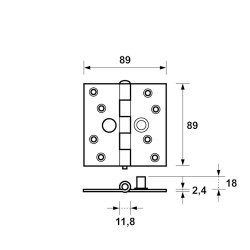 AXA Scharnier 1113 89x89mm 2,4mm Topcoat SKG***