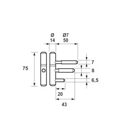 AXA Inboorpaumelle 1177 14mm H75mm