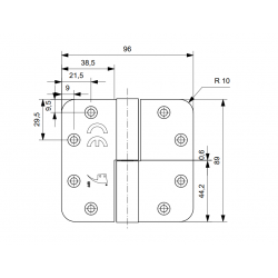 GPF Paumelle 89x96 zwart DIN Links ronde hoek