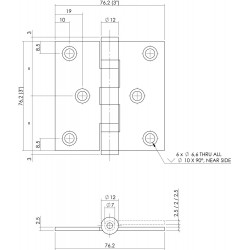 Intersteel Kogellagerscharnier 76x76 RVS