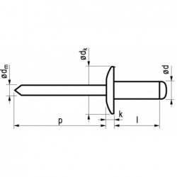 Popnagel Alu/Stl 1032 Gr Kop 4X8Mm 500