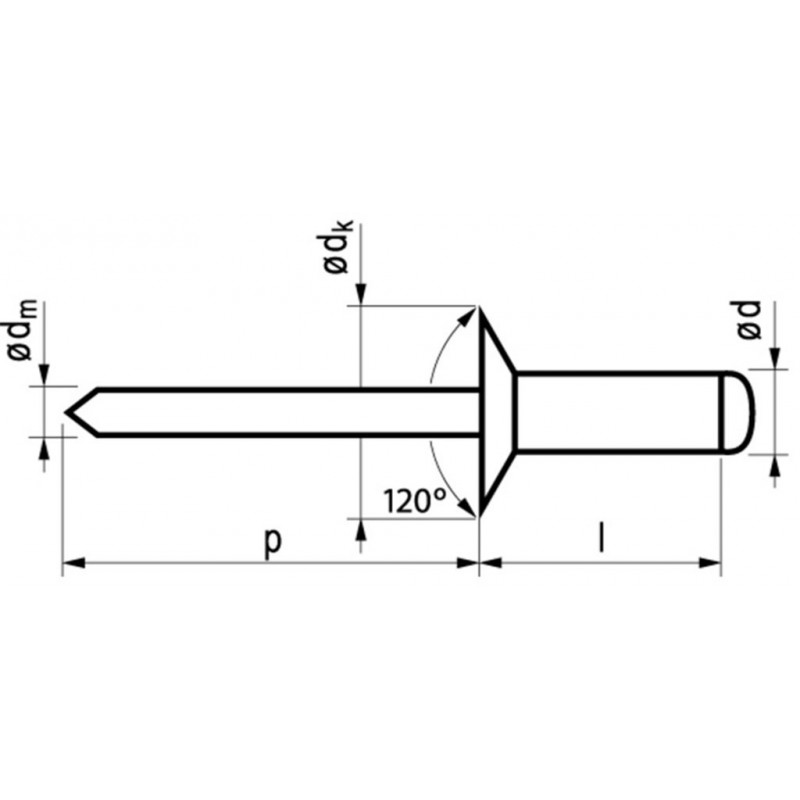 Popnagel Alu/Stl 1034 Vk 4X8Mm 500