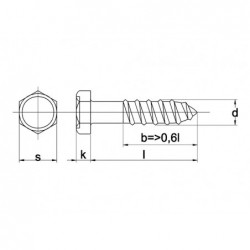 Houtdraadbout Din571 4.6 6X55Mm Elvz - 200 stuks