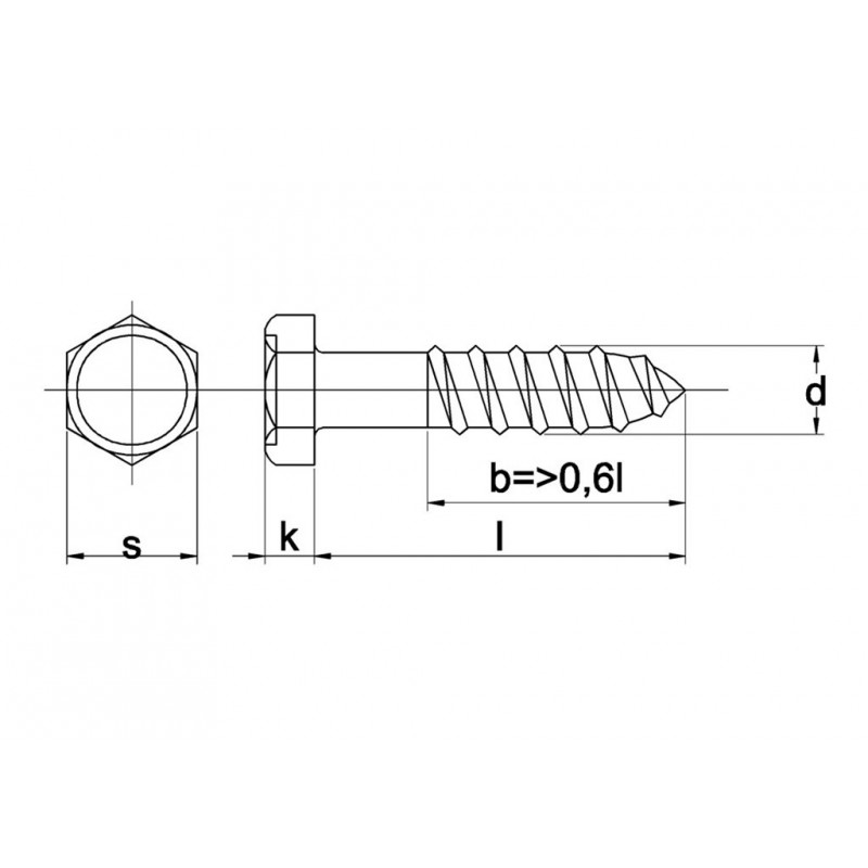 Houtdraadbout Din571 4.6 6X55Mm Elvz - 200 stuks