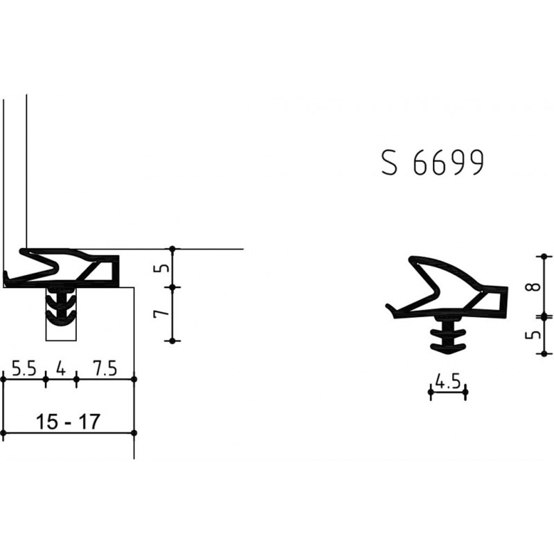 Deurdichting S6699 15Mm Zwart - 150 Meter