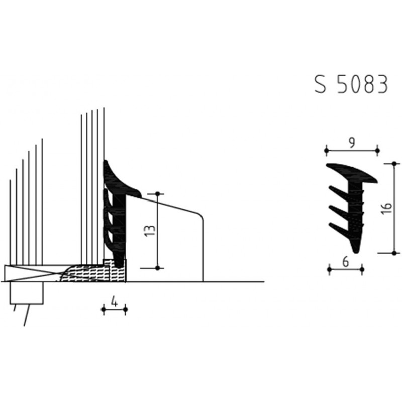 Beglazingsprof S5083 Zwart 250M - 250 Meter