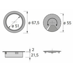 Hettich Kabeldoorvoer 30847 60Mm Wit