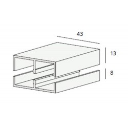 Schuifrail Onder 1343 2X18Mm Wit 260Cm