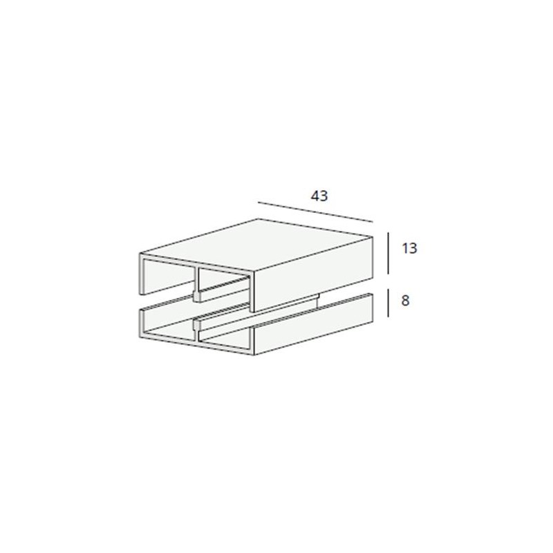 Schuifrail Onder 1343 2X18Mm Wit 260Cm