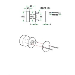 ARTITEC KASTKNOP+ROZET 98009 2MM RVS