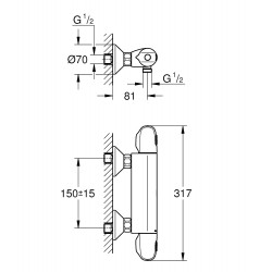 GROHE Douchemengkraan 1000 Met S-Koppeling - HOH 150 mm 1/2