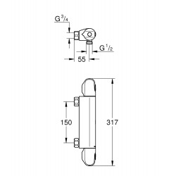 GROHE Douchemengkraan 1000 Zonder S-Koppeling - HOH 150mm 3/4