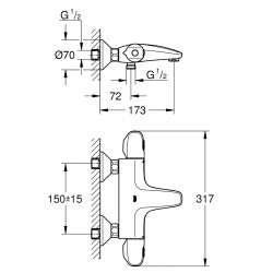 GROHE Badmengkraan 1000 Met S-Koppeling - HOH 150mm 1/2