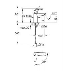 GROHE Wastafelmengkraan Eurosmart S-Size C2C