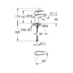 GROHE Wastafelmengkraan BauEdge S-Size C2C