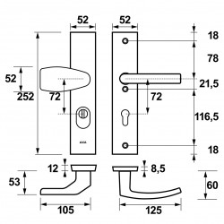 AXA Edge Veiligheidsbeslag Duwer/Kruk - PC72 - Anti-Kerntrek - SKG 3*