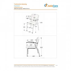 JadaCare Douchestoel met Opklapbare Armleuningen - 480000 - RVS/Wit