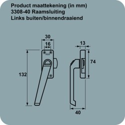 AXA RAAMSLUITING 3308-40 DRUKKNOP F1 LS