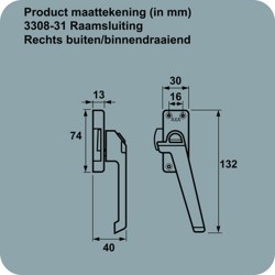 AXA RAAMSLUITING 3308-31 DRUKKNOP MET NOK F1 RS