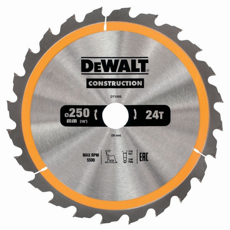 DeWALT Cirkelzaagblad- Ø 250mm Asgat 30mm - 48T