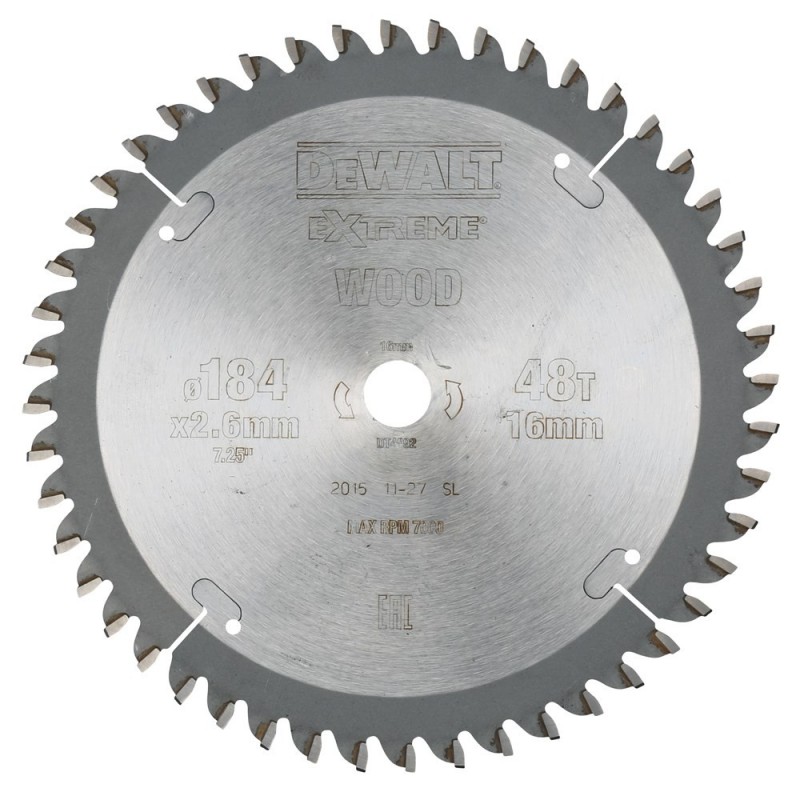 DeWALT Cirkelzaagblad DT4092-QZ - Ø 184mm Asgat 16mm - 48T