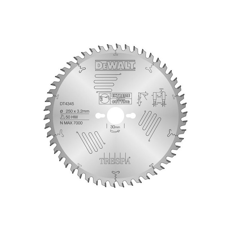 DeWALT Cirkelzaagblad geschikt voor Trespa® - Ø 250mm Asgat 30mm