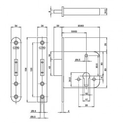 LIPS Bijzetslot 2454/17T24-50 afmetingen