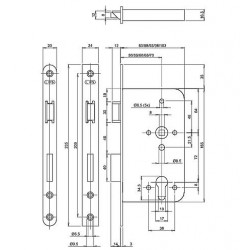 LIPS 2420 Dag- en nachtslot 17U20-60mm PC72 afmetingen