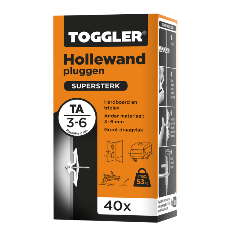 Toggler Hollewandplug TA 3-6mm - 40 stuks