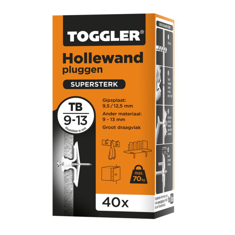 Toggler Hollewandplug TB 9-13mm - 40 stuks