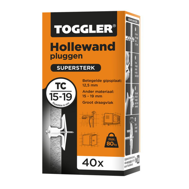 Toggler Hollewandplug TC 15-19mm - 40 stuks