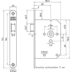 Nemef Loopslot 1255/3U - DM 50 - 174x20mm - D1/2/3/4