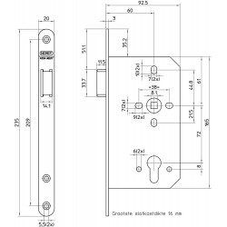 Nemef Loopslot 649/37U - DM 60 - 235x20mm - D2+D4