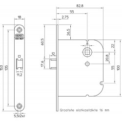 Nemef Loopslot 1435/U - DM 55 - 153x18mm - D1/2/3/4