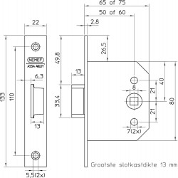 Nemef Loopslot 55/T - DM 60 - 133x22mm - D1/2/3/4