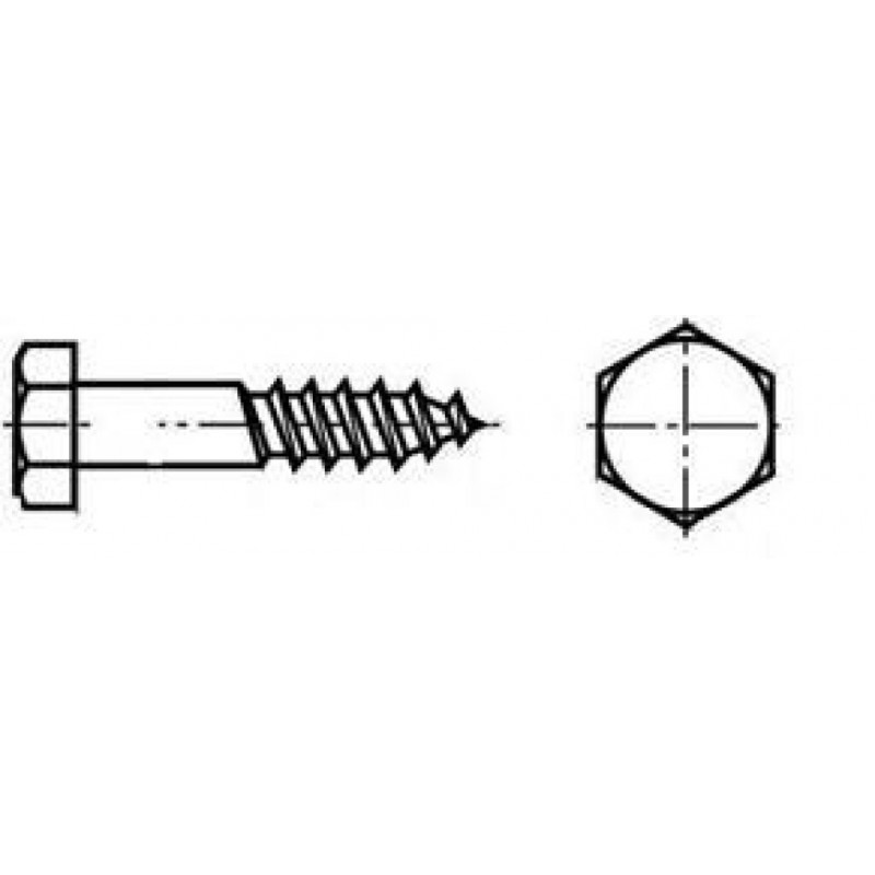 Houtdraadbout 4.6 16x80mm DIN571 - Thermisch verzinkt