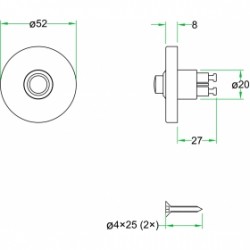 Afmetingen Artitec Beldrukker 93566 50mm Rond RVS